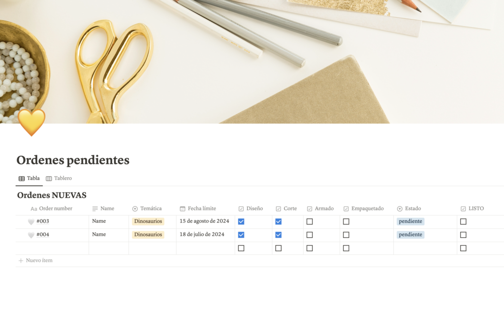 Organiza la agenda de pedidos con NOTION