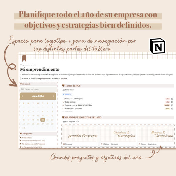 Planificador de negocios NOTION